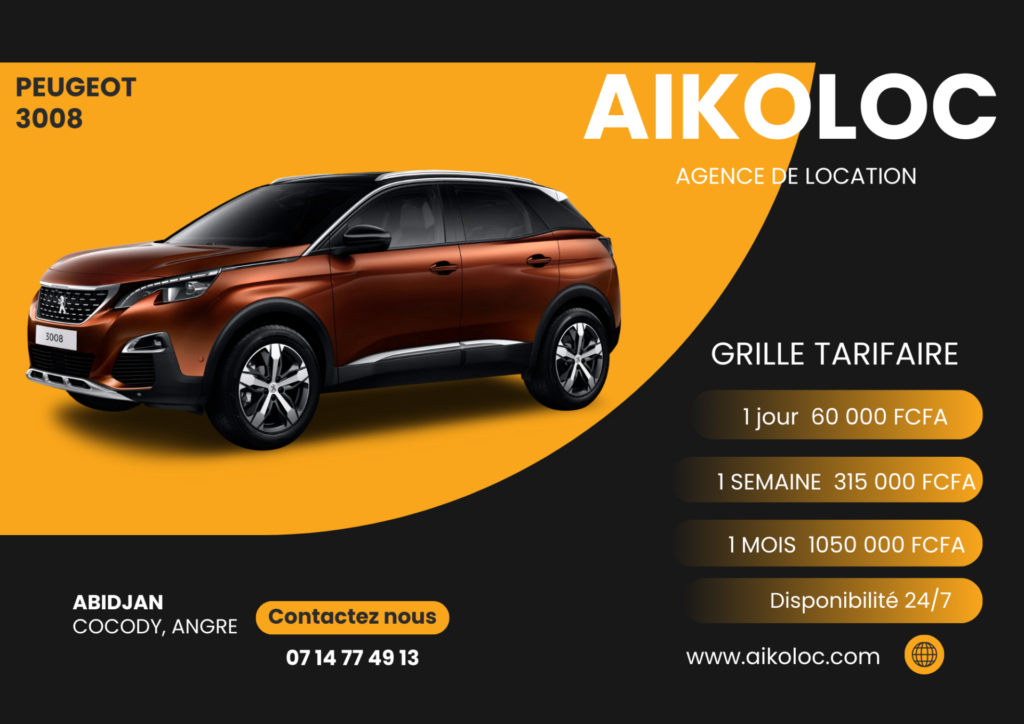 Berline disponible à la location à Abidjan avec AIKOLOC